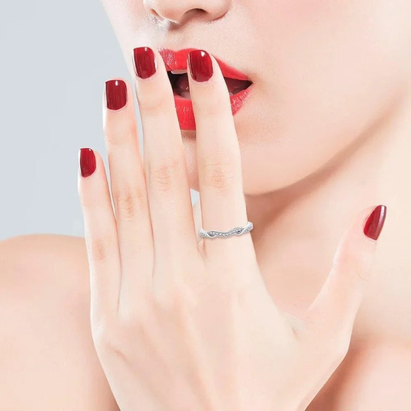 925 Sterling Silver Infinity Double  Wrap Ring Guard Enhancer Wedding - Picture 3 of 7